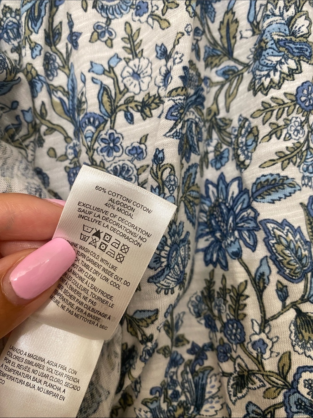 Lucky Brand Blue and White Floral Square-Neck Babydoll Top - Picture 6 of 6